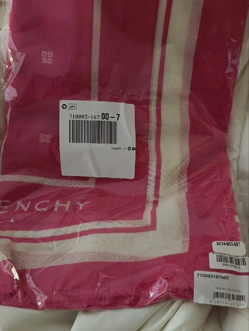 Givenchy Fuchsia Logo Stripe Scarf